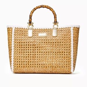 Lilly Pulitzer Greydon Cane Tote, Natural Color, Brand New this season w tags